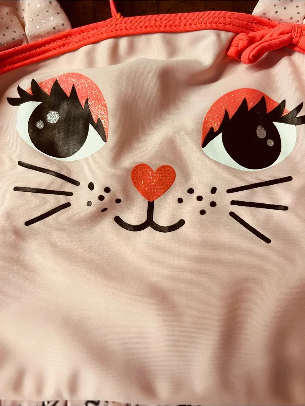 Betsey Johnson Soft Pink Cat Ruffle One-Piece Swimsuit for Kids Size 18 Months